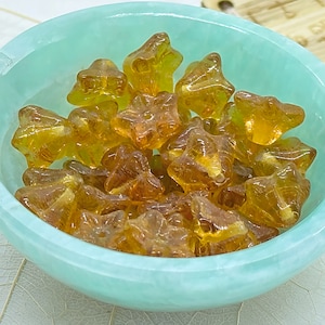 Topaz 5 Point Bellflower Czech Glass Beads Topaz Bellflower Beads 9x6mm (10 beads) 448V9