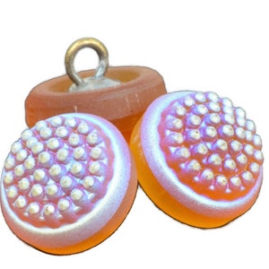 Czech Glass Button Yellow Gold Matte AB Berry Czech Button Small Round Glass Button 12mm (1 button) 54BV16