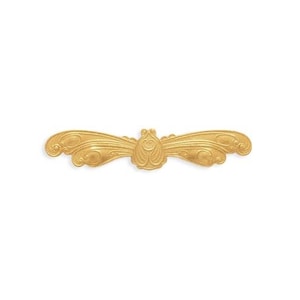 Raw Brass Winged Scarab Egyptian Revival Stamping Fingings 58x12mm (1 piece) 94V17