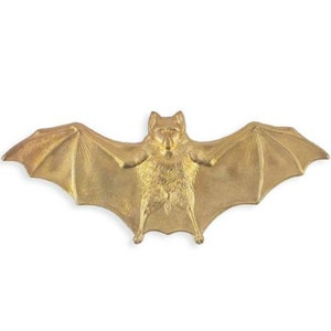 Raw Brass Large Halloween Bat Gothic Bat 88mm 1 piece 63V17 image 1