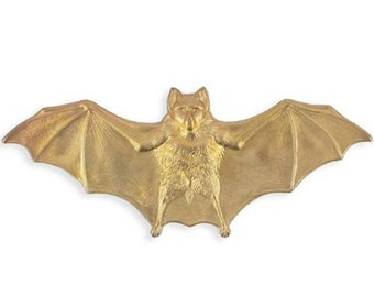 Raw Brass Large Halloween Bat Gothic Bat 88mm (1 piece) 63V17