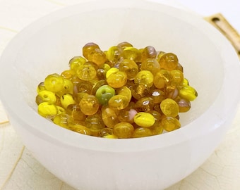 Combination Transparent Yellow Fire Polished Faceted Rondelle Czech Glass Beads 5x3mm (30 beads) 490V9