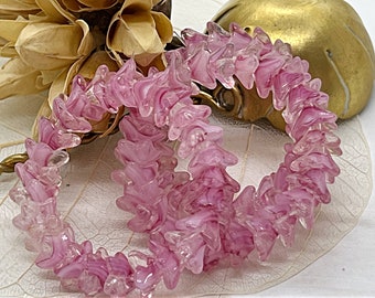 Czech Beads Pink Fuchsia Crystal Mix Bellflower Czech Glass Beads Pink Flower Beads 9x6mm (10/25 beads) 270V16