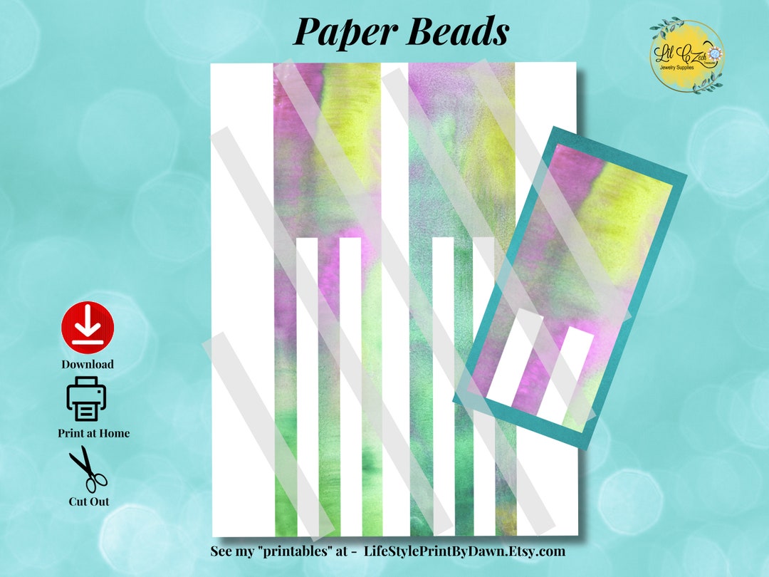 Printable Paper Beads Template Watercolor Splatter Design Jewelry ...