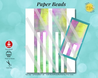 Printable Paper Beads Template | Watercolor Splatter Design | Jewelry Making Kit | PDF" (Style 1) PDF PPB-001