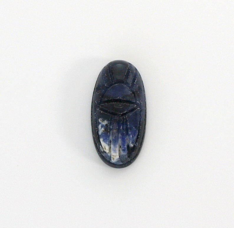 Sodalite Gemstone Cabochon Hand Carved Egyptian Revival Scarabs Blue Gemstone Beetles 18x9mm 1 piece 16V15 image 5