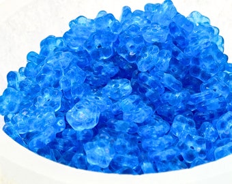 Aqua Blue Transparent Forget-Me-Not | Center Drilled Spacer Czech Glass Beads | Floral Beads 5x2mm (50 beads) 394V16