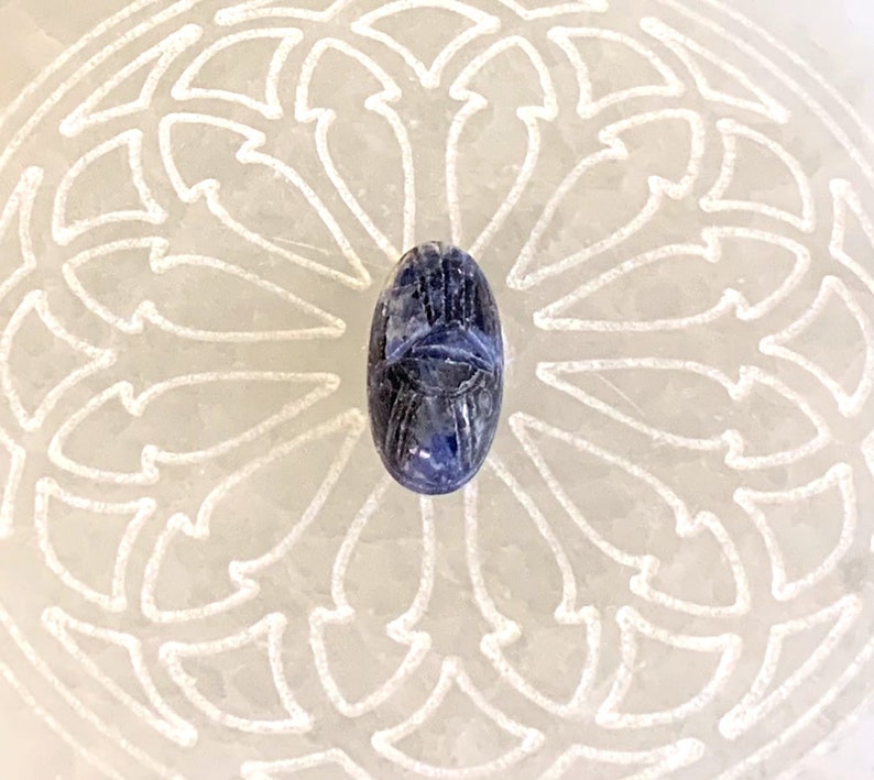 Sodalite Gemstone Cabochon Hand Carved Egyptian Revival Scarabs Blue Gemstone Beetles 18x9mm 1 piece 16V15 image 4