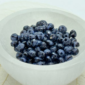 Czech Glass Blue Marble Look Rondelle Czech Glass Beads Blue Rondelle Beads 5x3mm (30 beads) 407V9