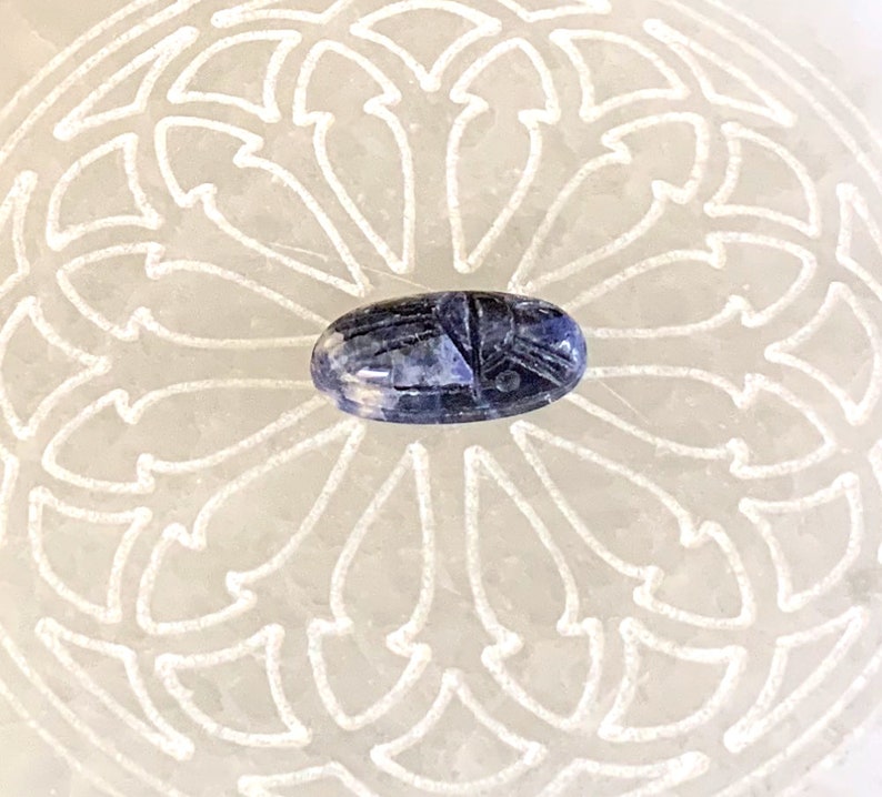 Sodalite Gemstone Cabochon Hand Carved Egyptian Revival Scarabs Blue Gemstone Beetles 18x9mm 1 piece 16V15 image 3