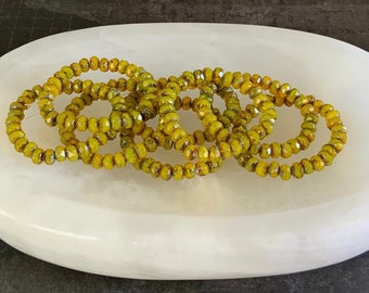 Czech Beads Rondelle Yellow Opal with Picasso Finish Czech Glass Beads 5x3mm (1 strand/30 beads) 79V16