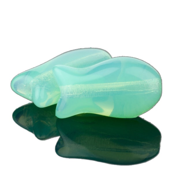 Kleine Fische Aqua Grün Opal Vaseline Böhmische Glasperlen Aqua Fische Opal Glasperlen 10x6mm (15 Perlen) 353V16