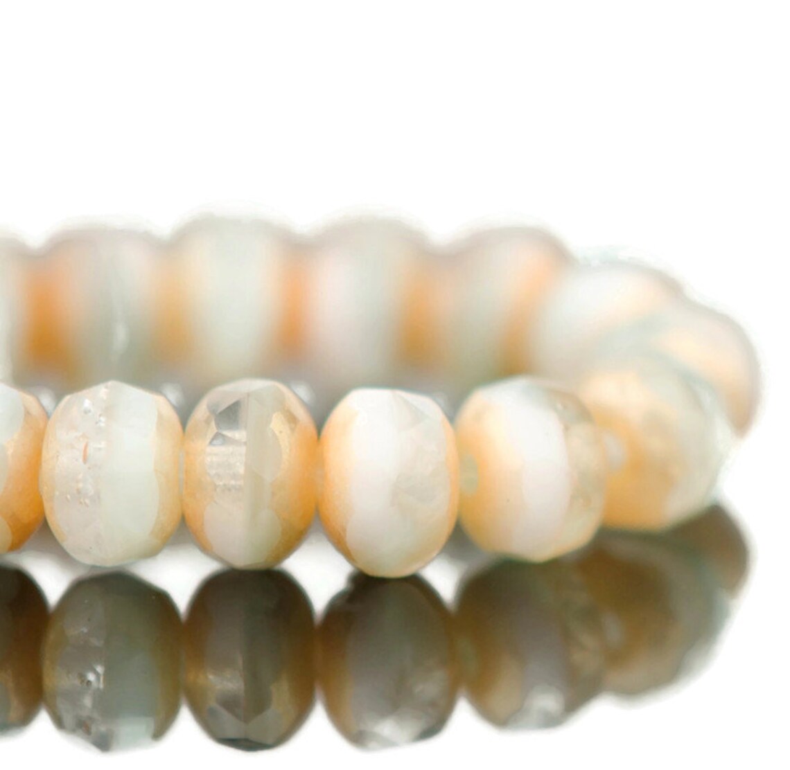 Seafoam Grün Weiß Seide Mix Celsian Finish Rondelle Böhmische | Etsy