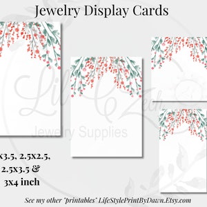 Salmon Botanical Watercolor Jewelry Set | Earrings, Necklace, Cards | Printable PDF | (2.5x2.5/2x3.5/2.5x3.5/3x4 inch) JEC-004