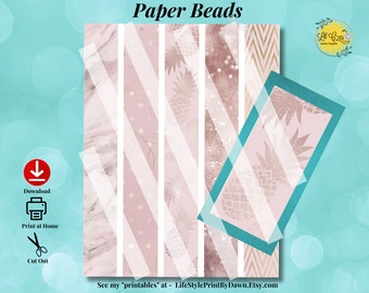 Paper Bead Templates Pink Mix - Digital Download Paper Beads - Printable Instant Download (1/4" - 2.5") PDF PPB-036