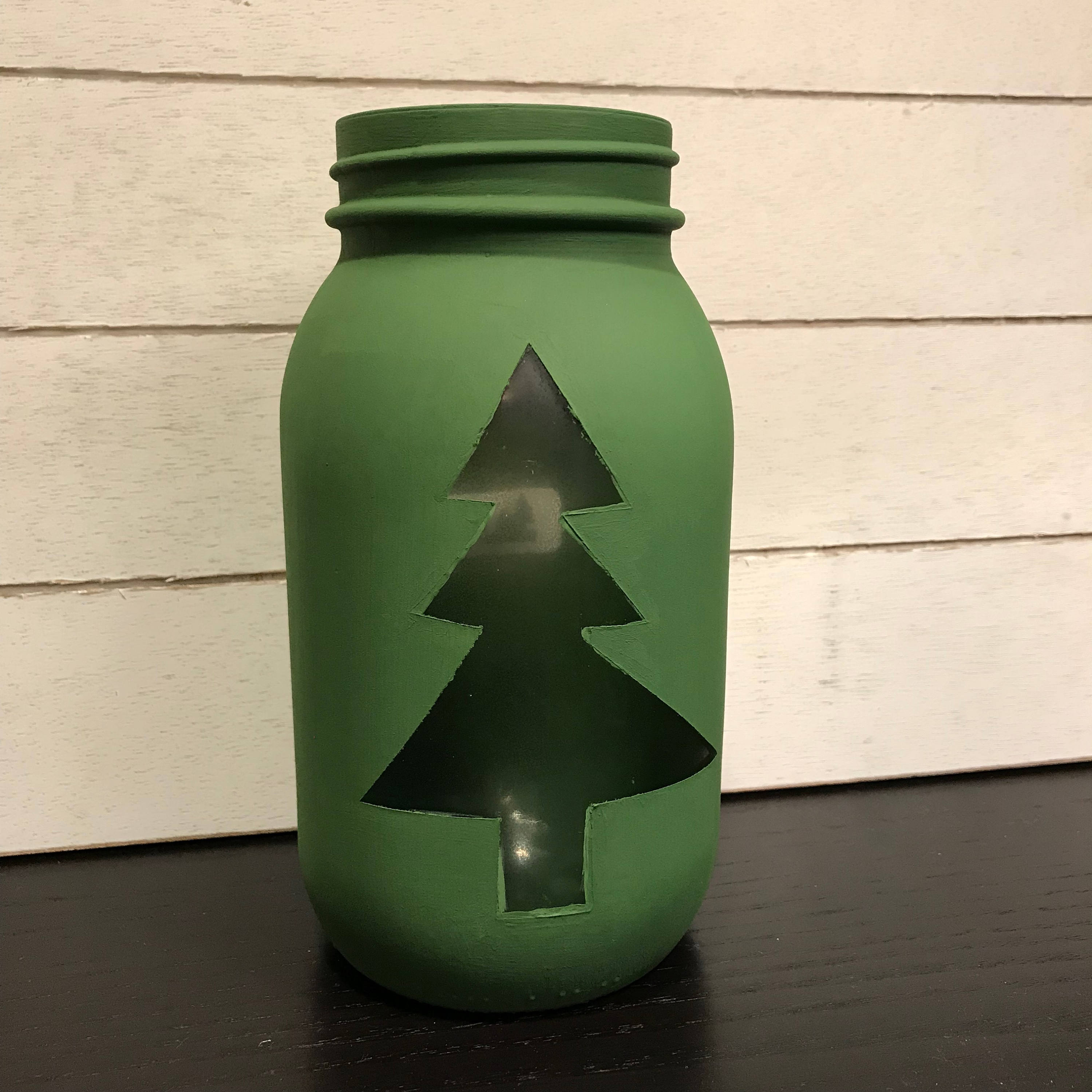 Christmas Tree Mason Jar / Green Vase / Painted Jar / Holiday Etsy