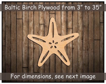 Starfish Shape Sea Life Wood Craft Cut Outs Variety of Sizes Artistic Craft Supply Project