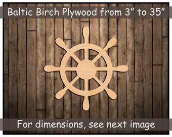 Wood Ship wheel Shape - Large & Small - Pick Size - Laser Cut Unfinished Wood Cutout Shapes Marine Yacht Sail Boat Pirate Maritime
