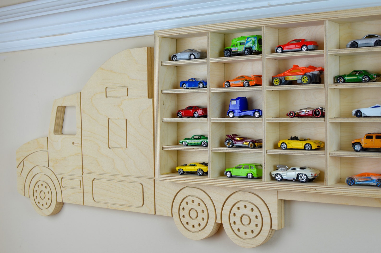 Toy Car Storage Shelf for Cars Wood Truck Storage American Etsy