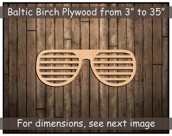 Unpainted Wood Sunglasses Cutout Shape, Laser Wood Blank Cut Outs, Summer Craft for Kids,  Many sizes available