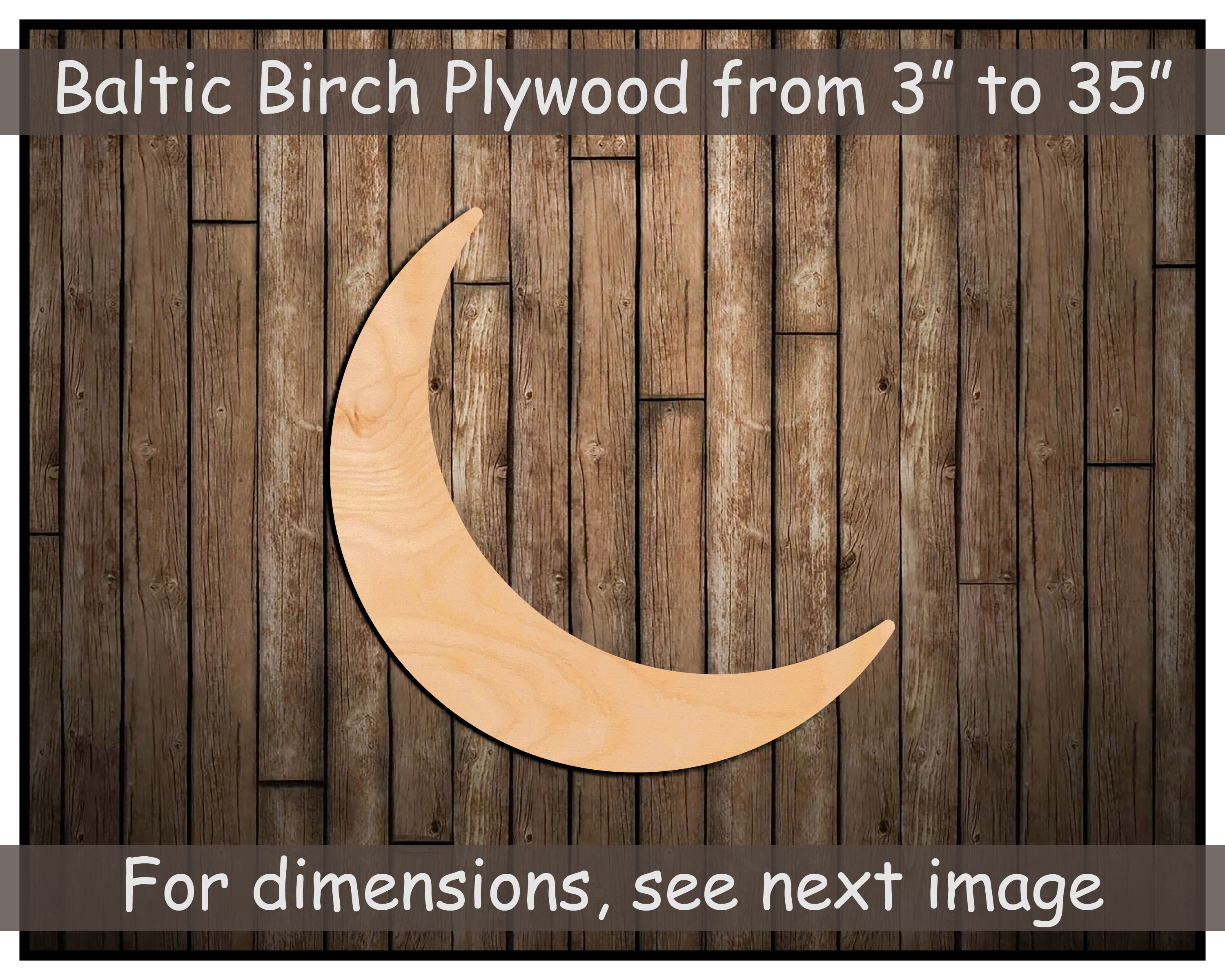 Crescent Moon Wood Cutout, Wooden Moon Shape, Moon Nursery