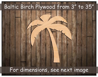 Palm Beach Tree Cutout Silhouette Shape, Unfinished Wood Craft Blanks, Laser Cut Wooden Palm Tree Shape, DIY Wood Beach, Tropical, Summer
