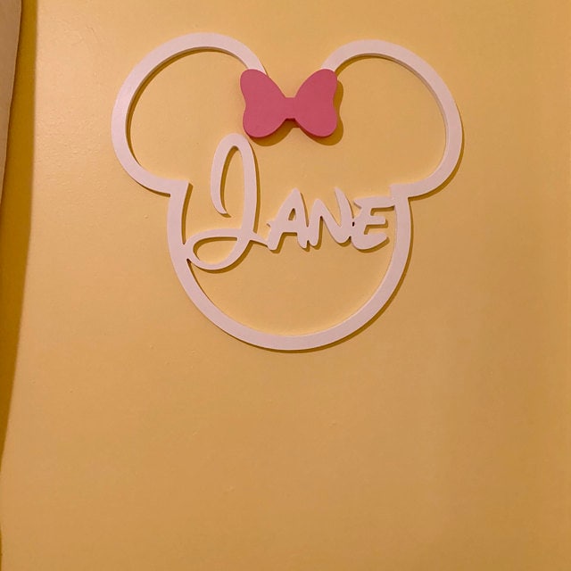 Minnie Mouse Sign Custom Name Minnie Mouse Wood Name Sign Name Nursery Wall Hanging Birthday Sign Party Decor Backdrop Sign