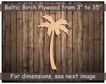 Palm Tree Wood Silhouette Cutout, Unfinished Wood Craft Blanks, Laser Cut Wooden Palm Tree Shape, Summer Tropical Beach DIY, Multiple Sizes