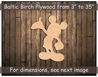 Mickey Shape Cutout,  Unfinished Wooden Blank Shapes Cutout for Crafting, Home & Room Décor, and other DIY projects