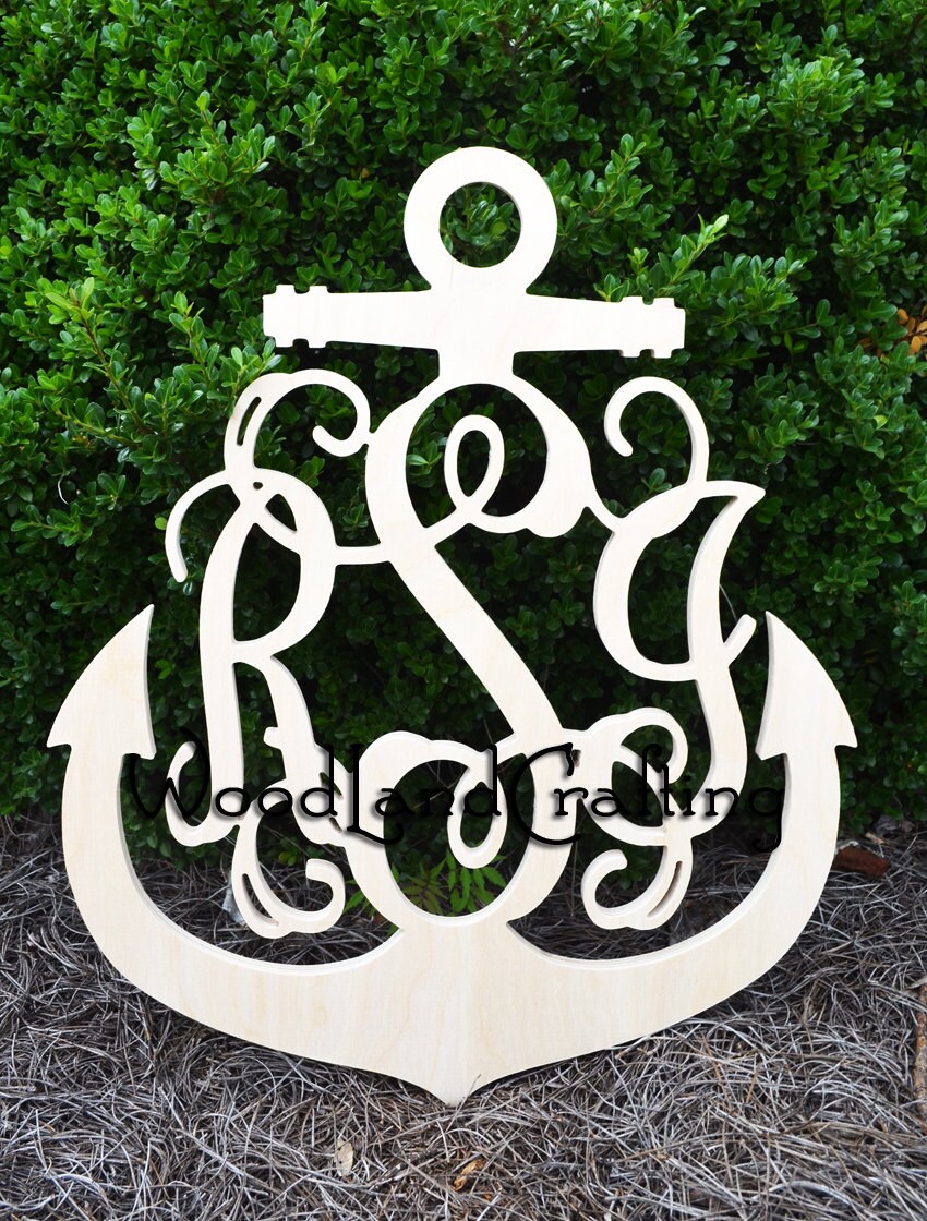 Anchor Wooden Monogram 22 Inch Nautical Wooden Monogram Etsy