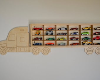 Wood Toy Car Storage, Toy car storage, Shelf for cars Storage, American Truck, Wood Truck Display