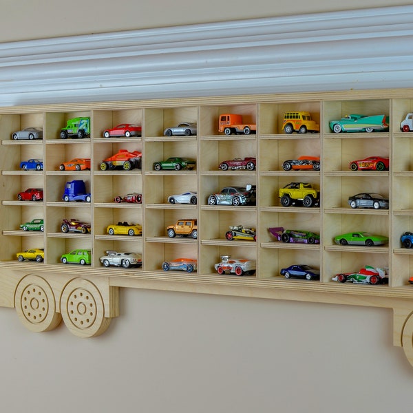 Toy car storage, Shelf for cars, Wood Truck Storage, American Truck, Wood Truck Display
