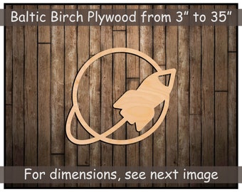 Wood Space Rocket Blank Shape Cutout - Large and Small for Boy Nursery Wall Art and Décor, Space DIY Craft Ideas