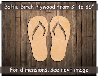 Summer Project Sandals Flip Flops Cutout - Large & Small - Laser Cut Unfinished Wood Cutout Shapes Beach Summer Tropical painting Party