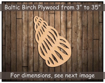 Wood Seashell Shape Cutout - Laser Cut Unfinished Wood Shapes - Large and Small - Many Sizes Available