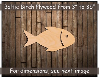 Unfinished Wooden Fish Shape Silhouette Cutout - Arts and Crafts Embellishments up to 35" Large Wood Cutouts DIY