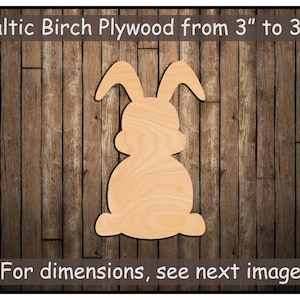 Easter Bunny Shape - Cute - Large & Small - Pick Size - Unfinished Wood Cutout Shapes Garden Easter Wall Decoration Kids
