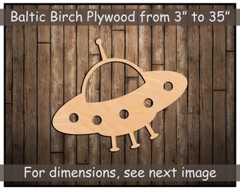 UFO Flying Saucer Spaceship Wooden Cutout Shape Silhouette, Aliens, Planets - Large and Small - Many Sizes Available