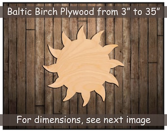 Sunshine Sun Wood Cutout, Unfinished Wood Craft Blanks, Laser Cut Wooden Sun Shape, DIY Wood Craft Supplies Hot Weather Summer Sign