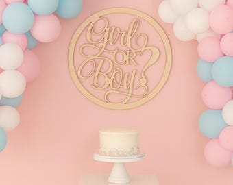 Boy or Girl Sign Wooden Baby Shower Backdrop Gender Reveal Party Decor Baby Shower Display Boy or Girl Photo Prop Nursery Sign