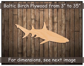 Large Wooden Shark Shape Silhouette Cutout - Arts and Crafts Embellishments up to 35" Large Wood Cutouts DIY
