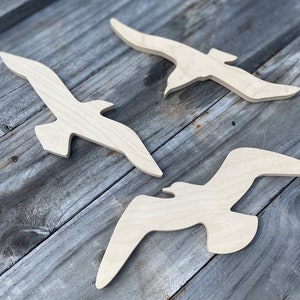 Wood Seagull Silhouette cutout shape - Wood seagull wall decor - Flying Flock of Birds Seagull Wood Shape - Wall hanging Birds Decor