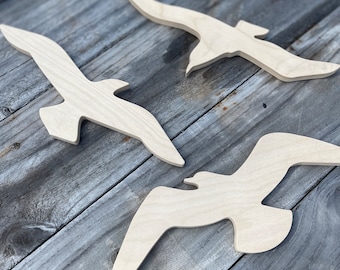 Wood Seagull Silhouette cutout shape - Wood seagull wall decor - Flying Flock of Birds Seagull Wood Shape - Wall hanging Birds Decor