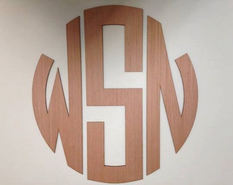 Wooden Monogram Wall Hanging - Circular Wood Monogram - Nursery Decor - Wall Decor Wooden Letters