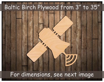 Large Wood Space Satellite Cutout Shape, Outer Space Planets Galaxy NASA, Multiple Sizes Available