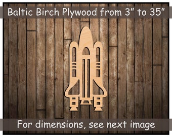 NASA Wood Rocket Ship Cutout, Launching Space Missile Multi Barrel Constellation Astronomy Planets Room Décor, Arts and Crafts Projects