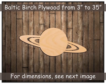 Wood Saturn Planet Shape - Large & Small - Unfinished Wood Shapes Science Space Astronaut Shuttle Solar System Moon - Pick Size