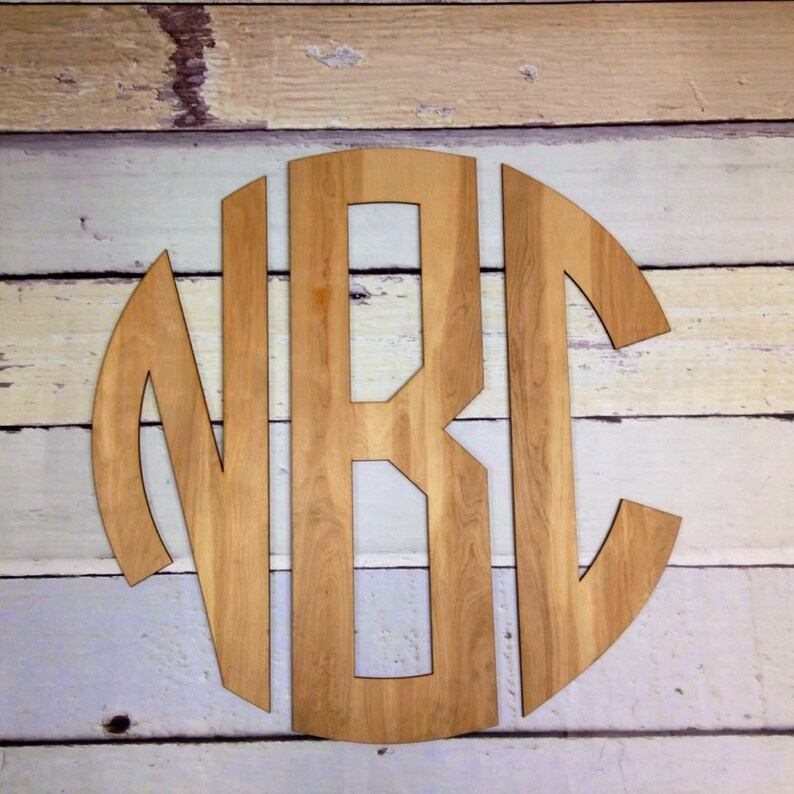 Wooden Monogram Wall Hanging Circular Wood Monogram Etsy