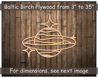 Wood Saturn Shape Cutout with Stars, Blank Wood Craft Shapes, Wooden Saturn Shape, Wood Planet Cutouts, Outer Space Party Decor