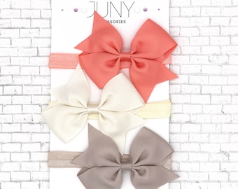 Baby Bow Headband Set, Soft Nylon Headbands, Newborn Gift